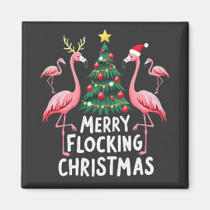 Merry Flocking Christmas Xmas Flamingo Tree Magnet