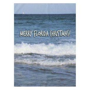 Merry Florida Christmas Over The Ocean Tablecloth