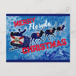 Merry Florida flag Christmas postcard