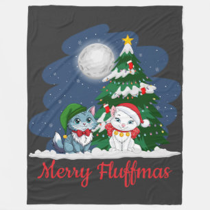 Merry Fluffmas Cute Cat Christmas Fleece Blanket