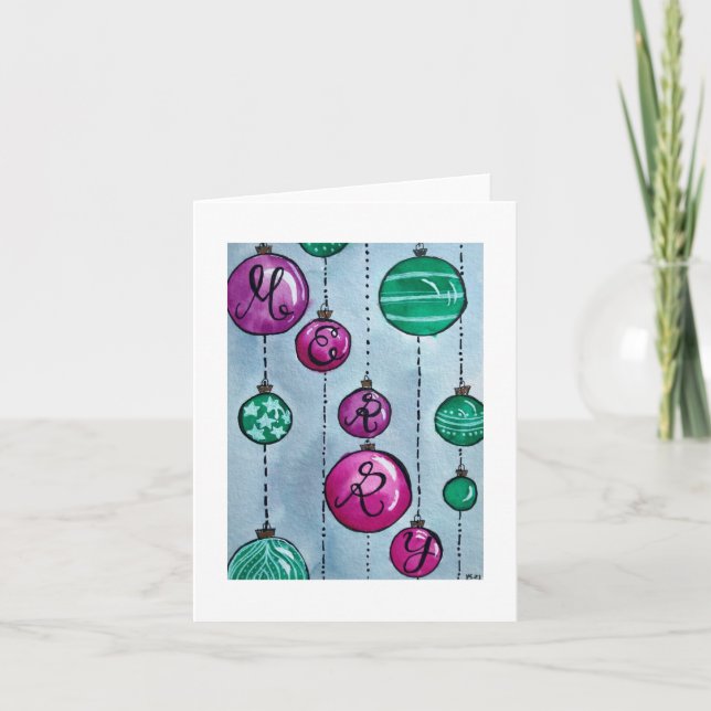 Merry Folded Holiday Card (Front)