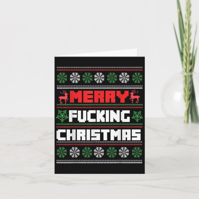 Merry Foring Christmas Funny Raunchy Curse Word Ho Card (Front)