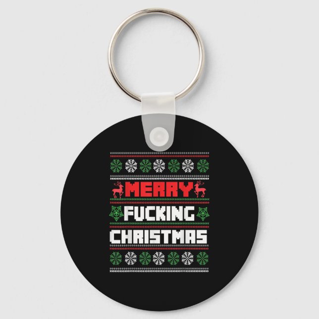 Merry Foring Christmas Funny Raunchy Curse Word Ho Key Ring (Front)