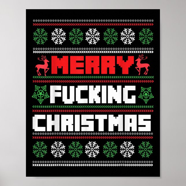 Merry Foring Christmas Funny Raunchy Curse Word Ho Poster (Front)