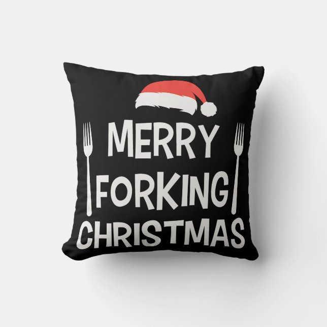 Merry Forking Christmas Cushion (Front)