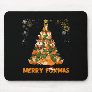 Merry Foxmas Christmas Tree Cute Holiday Fox Lover Mouse Mat