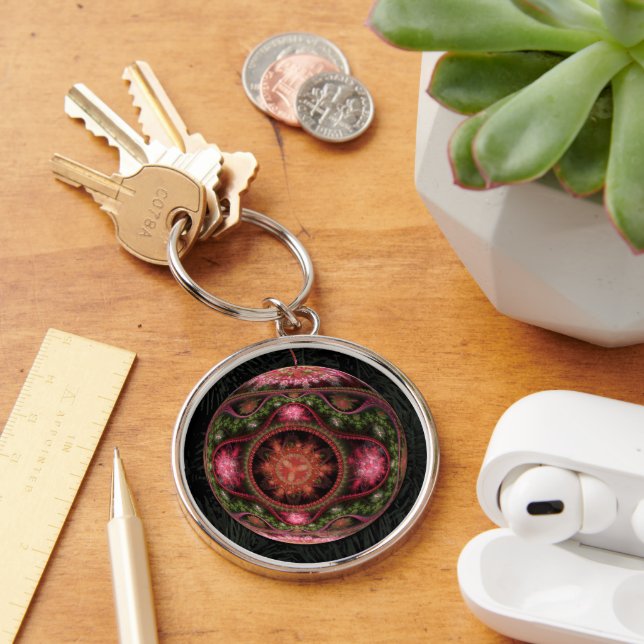 Merry Fractal Art Ornament Key Ring (Desk)