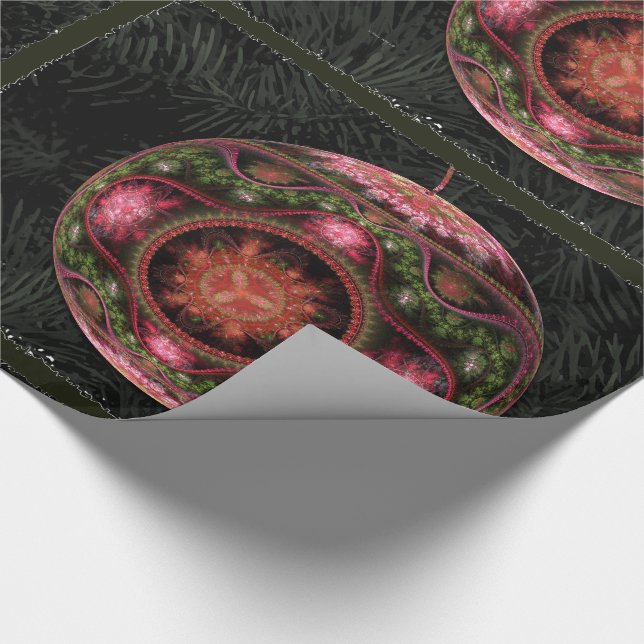 Merry Fractal Art Ornament Wrapping Paper (Corner)