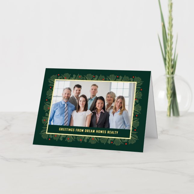 Merry Frame FOIL Business Holiday Greeting Card (Front)