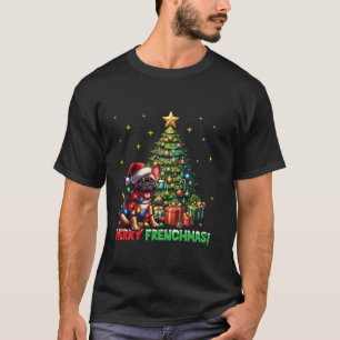 Merry Frenchmas French Bulldog Christmas Tree Sant T-Shirt