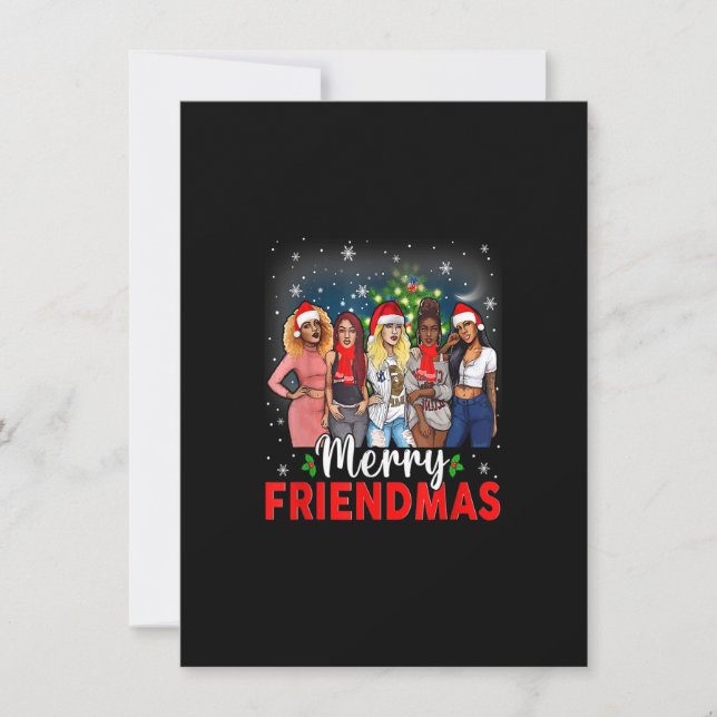 Merry Friendsmas Black Afro African Proud Santa Xm Invitation (Front)