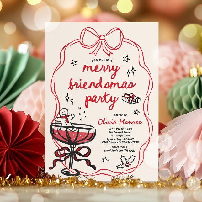 Merry Friendsmas Christmas Cocktail Holiday Party Invitation (Creator Uploaded)