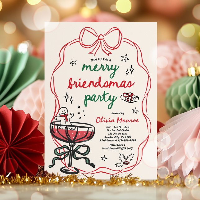 Merry Friendsmas Christmas Cocktail Holiday Party Invitation (Creator Uploaded)