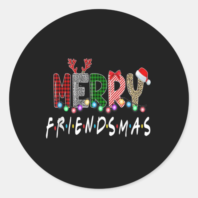 Merry Friendsmas Friends Christmas Matching Xmas G Classic Round Sticker (Front)