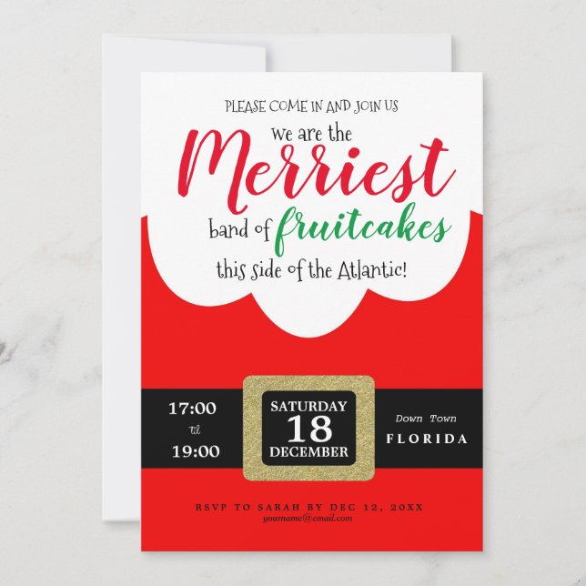 merry fruitcakes funny Santa Christmas party Invitation (Front)