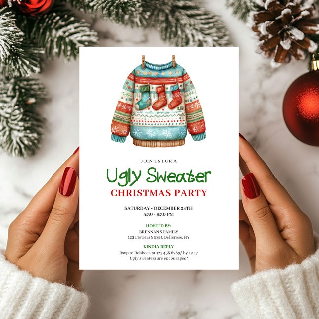 Merry Funny Ugly Sweater Christmas Party Card (Merry Funny Ugly Sweater Christmas Party Card)