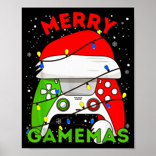 Merry Gamemas Santa Hat Gamer Controller Christmas Poster
