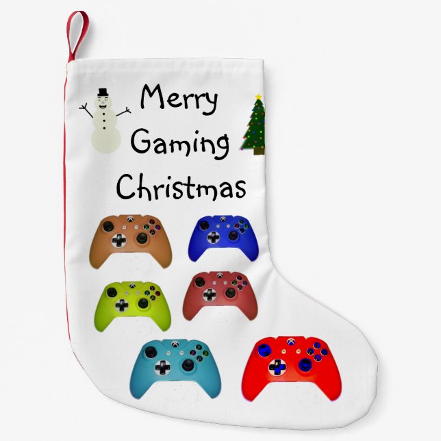 Merry Gaming Christmas Bold Colourful Small Christmas Stocking (Front)