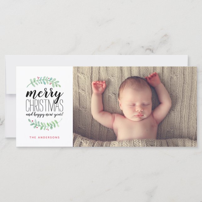 Merry Garland Holiday Christmas Photo (Front)