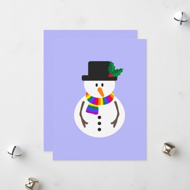 Merry & Gay Snowman Flat Christmas Card (Front/Back In Situ)