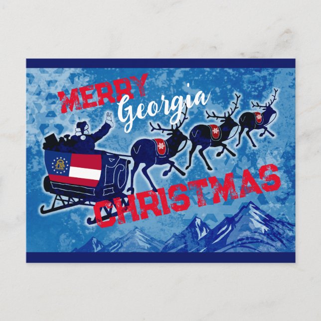 Merry Georgia flag Christmas postcard (Front)