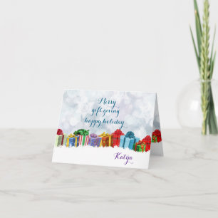 Merry Gift Giving Personalised Snow Surprise Card