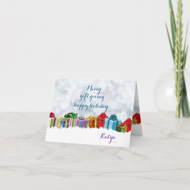  Merry Gift Giving Personalised Snow Surprise  Card (Front)