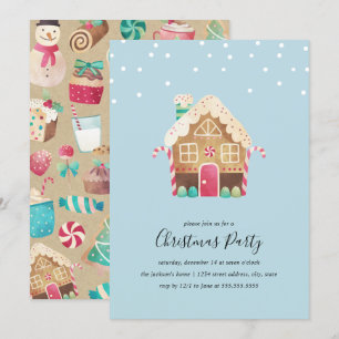 Merry Gingerbread House Christmas Party Invitation