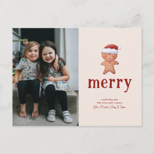 MERRY   Gingerbread Man Holiday Postcard