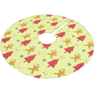 Merry gingerbread santa Snowflake Xmas tree patte Brushed Polyester Tree Skirt