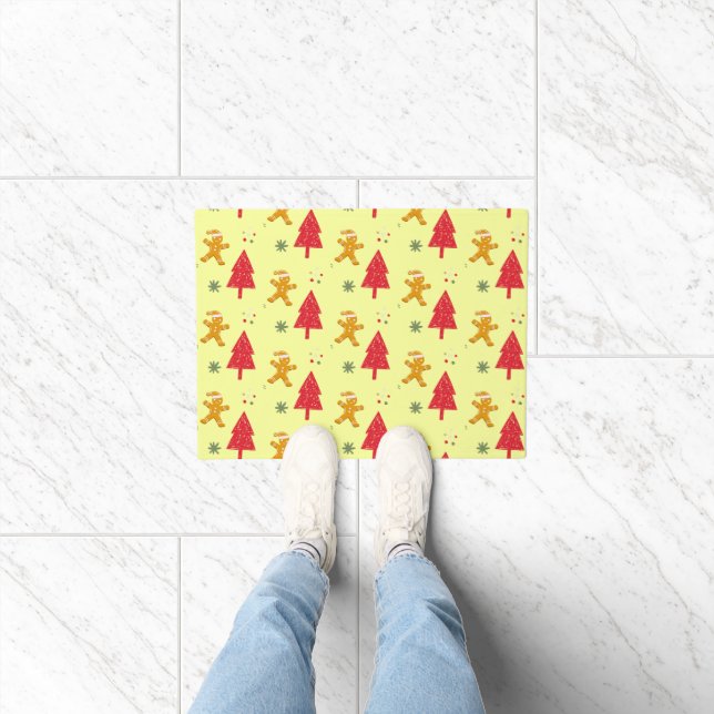 Merry gingerbread santa Snowflake Xmas tree  patte Doormat (Indoor)