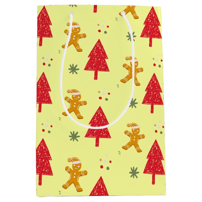 Merry gingerbread santa Snowflake Xmas tree  patte Medium Gift Bag (Front)