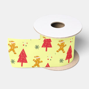 Merry gingerbread santa Snowflake Xmas tree patte Satin Ribbon