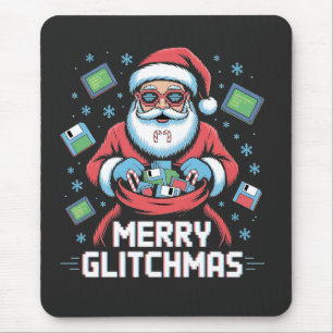 Merry Glitchmas Coding Programmer Santa Christmas Mouse Mat