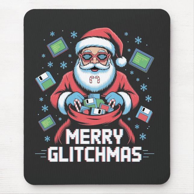  Merry Glitchmas Coding Programmer Santa Christmas Mouse Mat (Front)