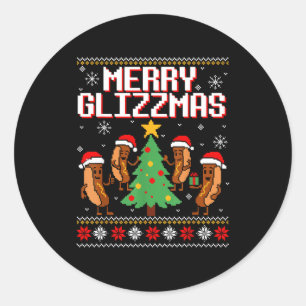 Merry Glizzmas Funny Merry Christmas Hotdogs Xmas Classic Round Sticker