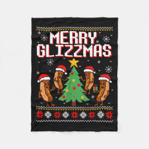 Merry Glizzmas Funny Merry Christmas Hotdogs Xmas  Fleece Blanket