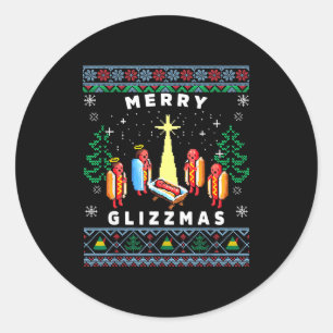 Merry Glizzmas Funny Ugly Christmas Sweater Glizzy Classic Round Sticker