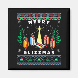 Merry Glizzmas Funny Ugly Christmas Sweater Glizzy Magnet