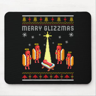 Merry Glizzmas Hot Dog Funny Ugly Christmas Sweate Mouse Mat