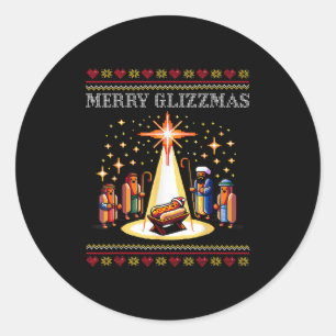 Merry Glizzmas Tacky Funny Merry Christmas Hot Dog Classic Round Sticker