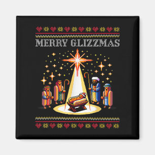 Merry Glizzmas Tacky Funny Merry Christmas Hot Dog Magnet
