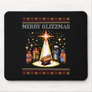 Merry Glizzmas Tacky Funny Merry Christmas Hot Dog Mouse Mat