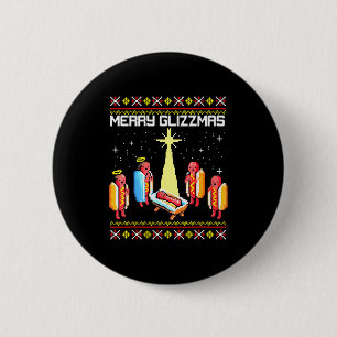 Merry Glizzmas Tacky Funny Merry Christmas Hotdogs 6 Cm Round Badge