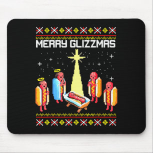 Merry Glizzmas Tacky Funny Merry Christmas Hotdogs Mouse Mat
