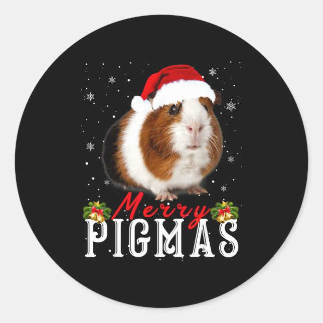 Merry Gmas Face Mask Funny Guinea G Christmas Sant Classic Round Sticker (Front)