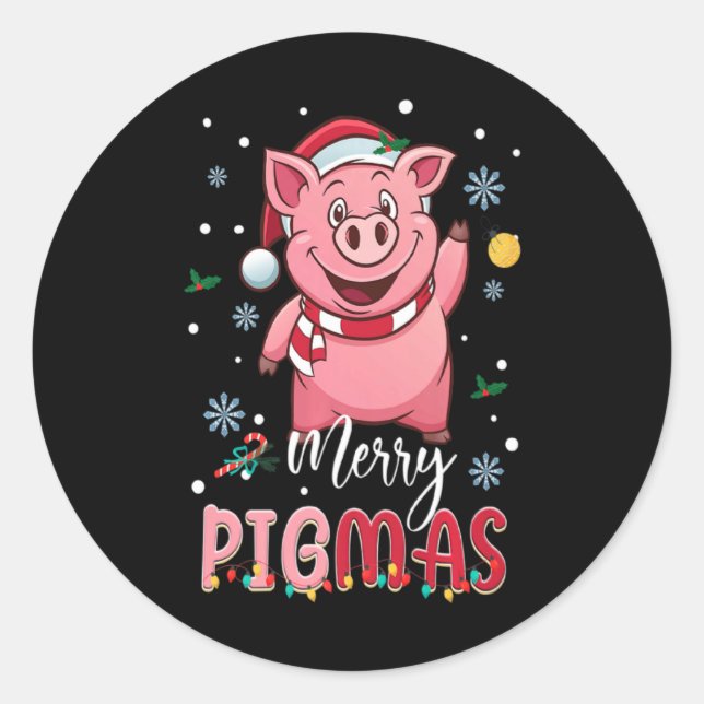 Merry Gmas Santa G Christmas Lights Xmas Farm T Sh Classic Round Sticker (Front)