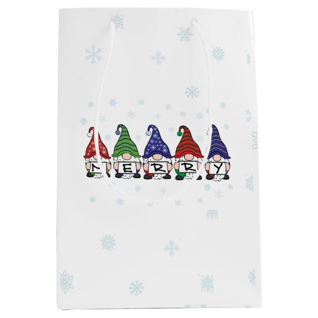 Merry Gnomes Medium Gift Bag (Front)
