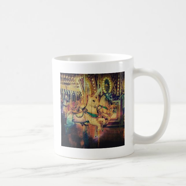 Merry Go Round Animals Grunge Coffee Mug (Right)