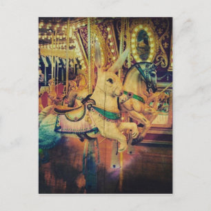 Merry Go Round Animals Grunge Postcard